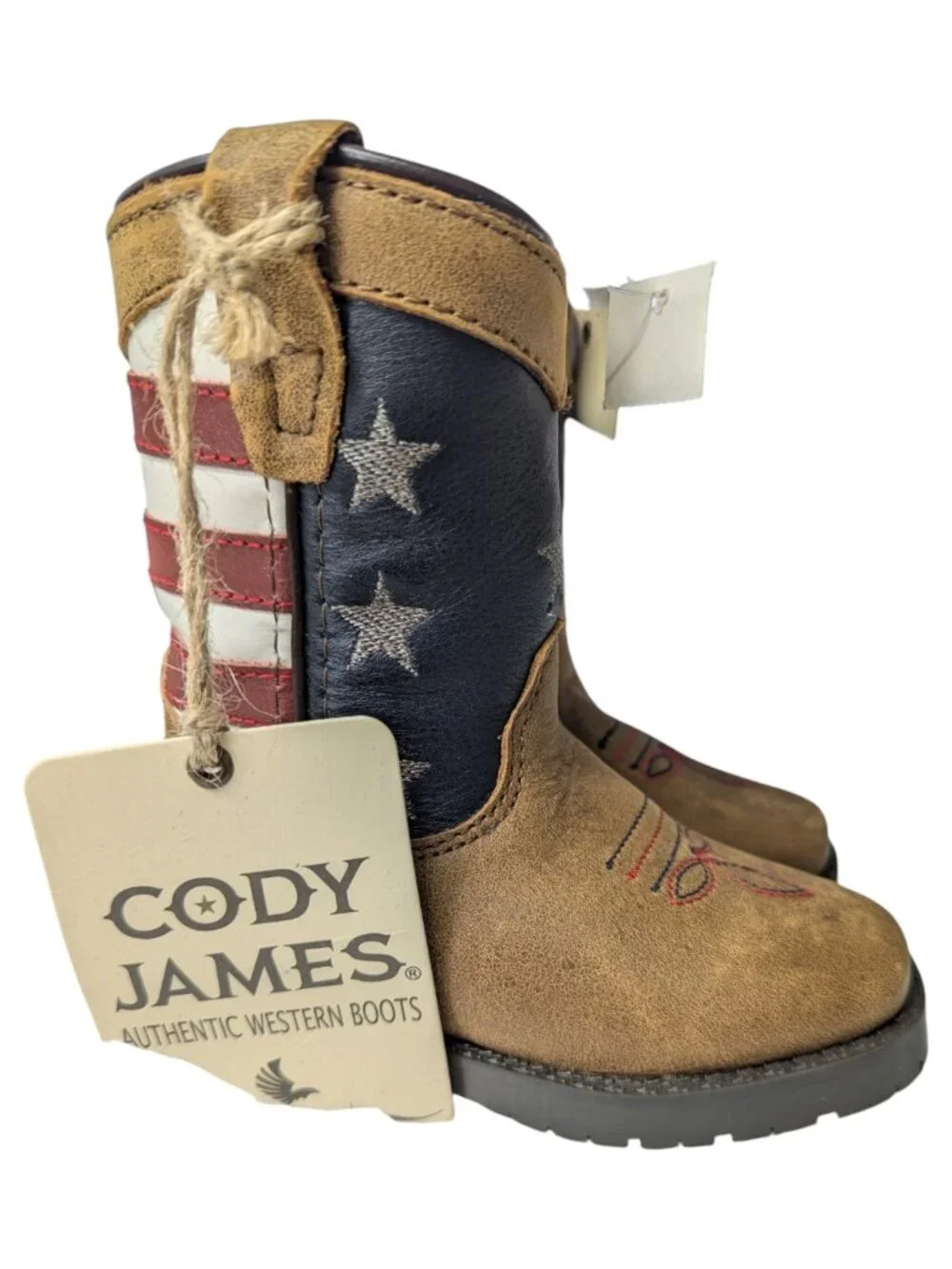 NEW Cody James Toddler Boys' USA Flag Western Boots Broad Square Toe Size 5